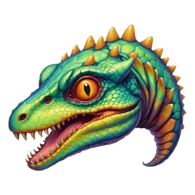 aesthetic brilliant divine lighting, oil paint  -  hieronymus bosch phantasmagoric mutated reptiles sticker