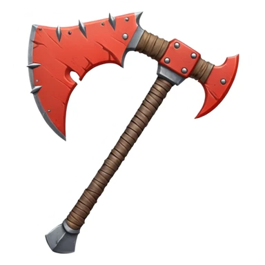 savage barbarian axe object icon, spiked double blade, battle-worn metal, scratches, heavy fantasy weapon, 3D cartoon, mobile game icon style, centered, clean background, no text, no watermark

 sticker