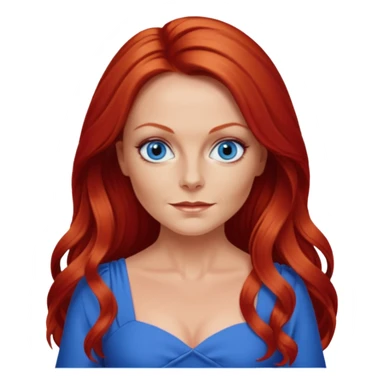 Geri Halliwel with long red hair, blue eyes, red outfit sticker