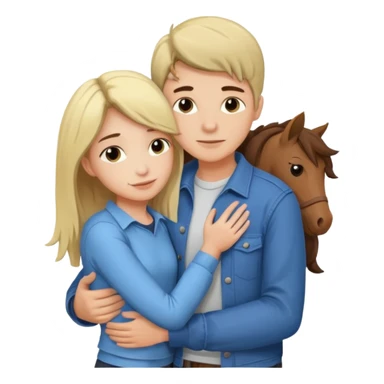 Couple hugging each other but the boy has mustang sticker