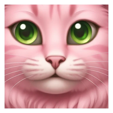 a pink cat furry with green eyes sticker