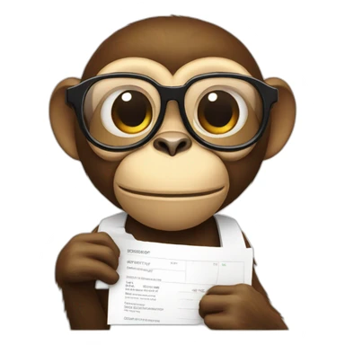 Monkey with specs and report card  sticker