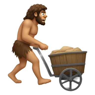 caveman pulling cart  sticker