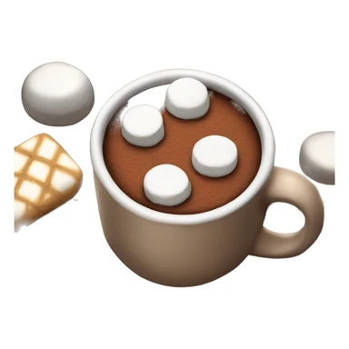 Cozy and realistic Christmas cacao with marshmallows and cookie  sticker