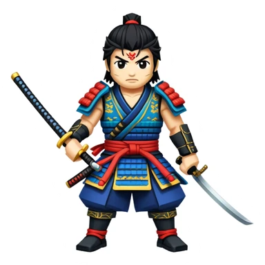 Samurai pixel art sticker