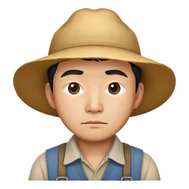 serious asian photorealistic farmer sticker