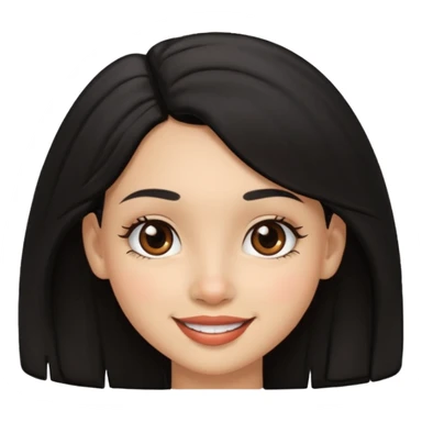 a girl that has black 3c hair textures and lightskin, It has brown eyes, a nose, lips, and it’s smiling. sticker