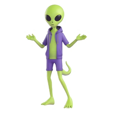 full-body alien wearing casual clothes sticker