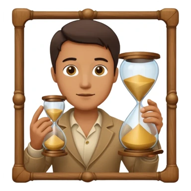 man holding hourglass sticker