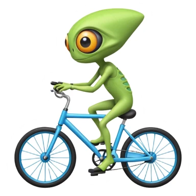 one-eyed alien riding a bicycle, large single eye, colorful skin, funny balance pose, cute sci-fi style, 3D cartoon, mobile game icon style, clean background, no text, no watermark
 sticker