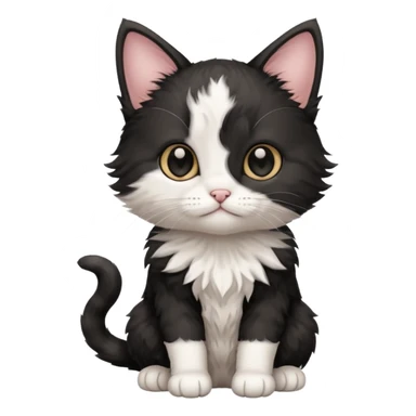 a sitting black and white and rad kitten sticker