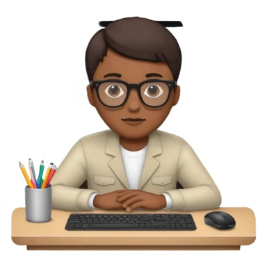 A video editor sitting in front of his computer. sticker