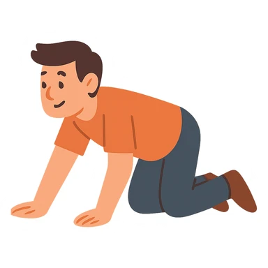 flat toon style person crawling sticker