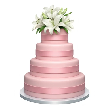 Pastel pink shaped wedding cake with and white lilies on top sticker