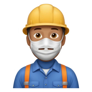 남자사람이 입에 뚫리지않은 마스크 쓰고있고, 작업복을 입고있는 이모지 sticker
