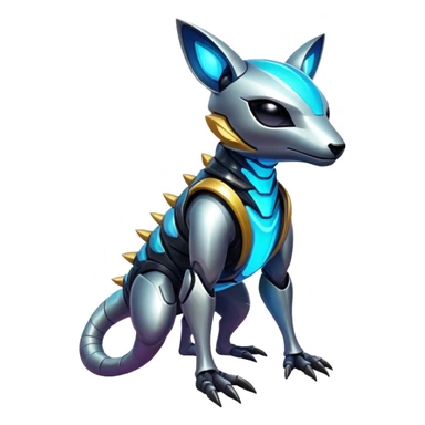 Shiny Epic Edgy Cool Colorful Vibrant Modern Futuristic Vernid-Protogen-creature-animal, full body  sticker
