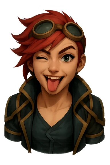 Change the expression of the character to cheeky tongue out, keeping the style and appearance the same, inspired by playful Minecraft-style expressions. Transparent background. sticker