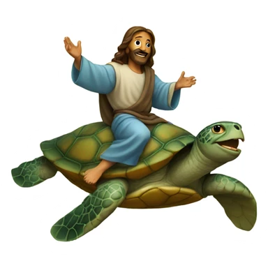 Jesus riding a turtle sticker