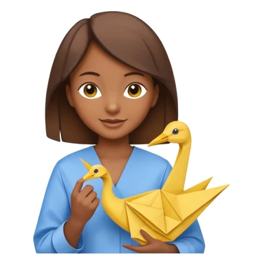happy-african-young-girl-with-brown-hair-in-a-white-kanga-shirt-holds-an-origami-yellow-and-blue-crane sticker