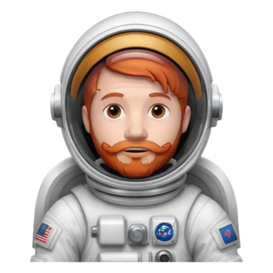 astronaut, white suit and helmet ,with red beard sticker