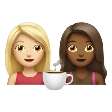 Blond girl and brown girl drinking coffee  sticker