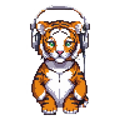 minimalist tiger wearing headphones sticker