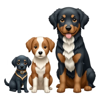 Un chien de chasse, épagneul breton, avec un labrador noir, et un berger Australien bleu merle. sticker