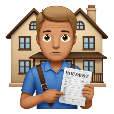 hombre con un domumento de una deuda de una casa sticker