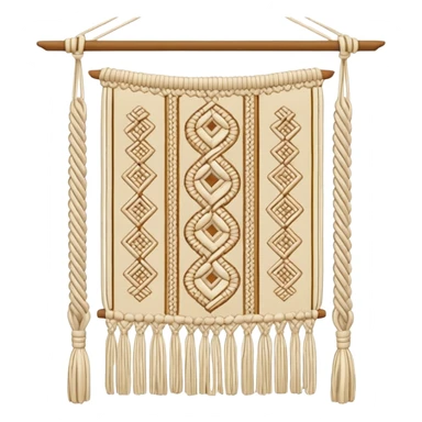 wall hanging with knotted threads sticker