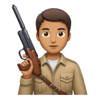 Man holding a gun with a extended clip sticker