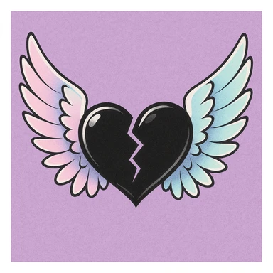 emo heart with pastel wings sticker