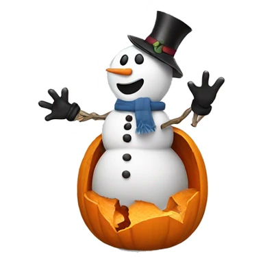 snowman breaking a pumpkin sticker