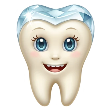 Tooth with diamond sticker