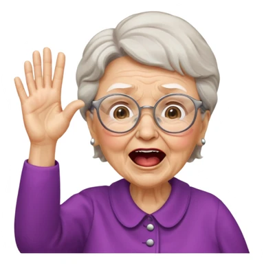 An old lady with big glasses, waving her arms while yelling encouragement. sticker