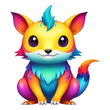colorful vibrant Fakémon-creature with random markings sticker