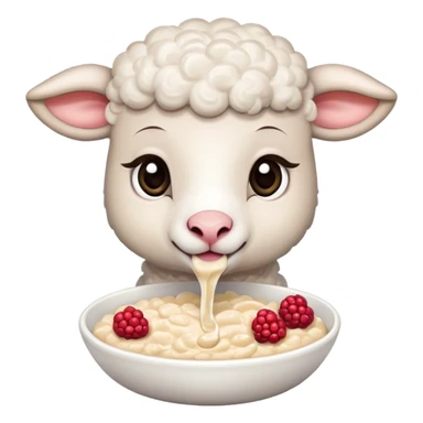 Lamb eating oatmeal with berries  sticker