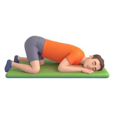 man sleeping on his stomach with knees bent at 90 degrees, simple clear pose sticker