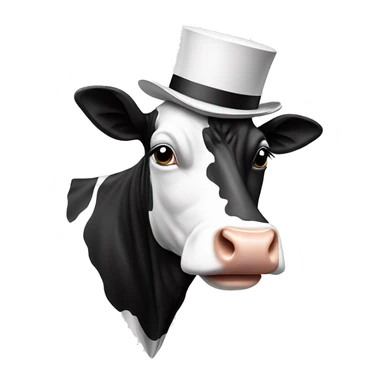 black and white cow with tophat sticker