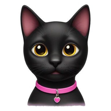 Black cat with pink collar sticker