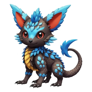 Cute cool realistic colorful exotic Trico-Protogen-Fakémon-Pokémon-Vernid-Fionbri-hybrid-creature dark (full body) sticker
