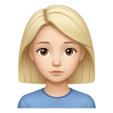 female human avatar, thoughtful expression, calm mood, sensitive personality,
neutral face, minimal style, simple hair, no accessories,
professional, clean, soft tone sticker