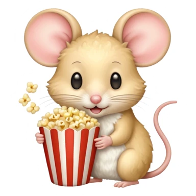 mouse holding pop corn sticker