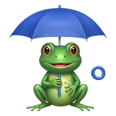Frog with blue umbrella sticker