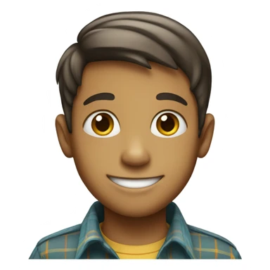 smiling boy in plaid shirt sticker