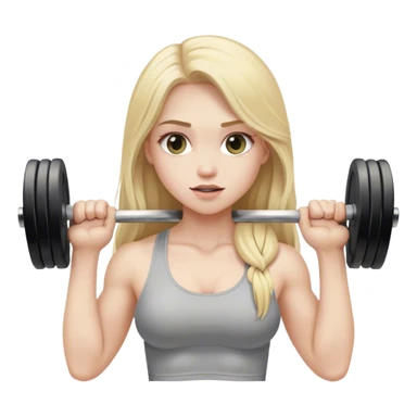 Pale girl with long blonde hair lifting weights sticker