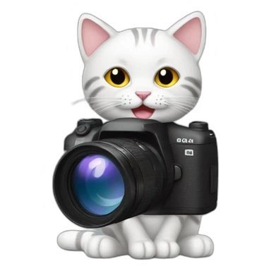 Happy cat holding DSLR sticker