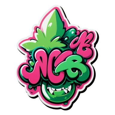 Green and pink graffiti “nice to meet you” sticker
