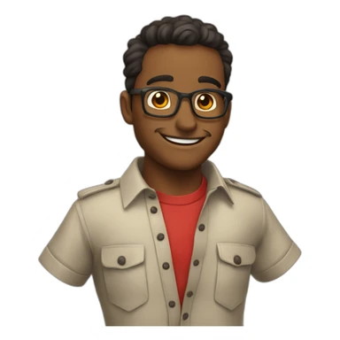 chico con camisa vermelha de tortuga negra feliz  sticker