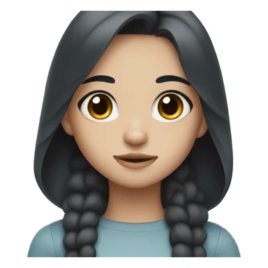 Girl with black hair and dark drown eyes with gray cat with grayish and blueish eyes  sticker