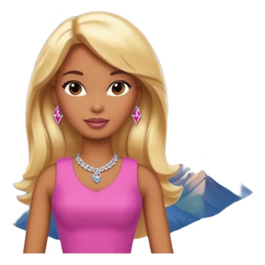 Brown skin blonde hair barbie in front of mountains sticker